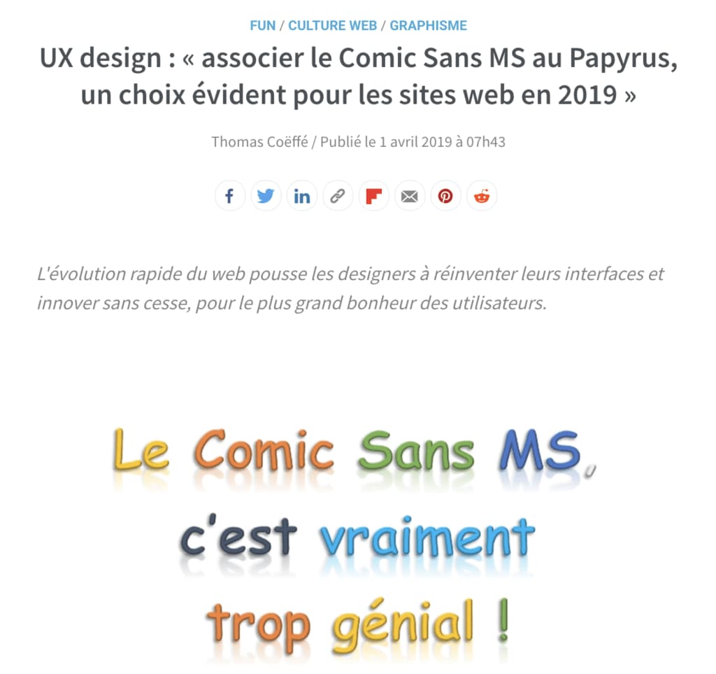 Poisson d'avril - Comic sans MS et Papyrus