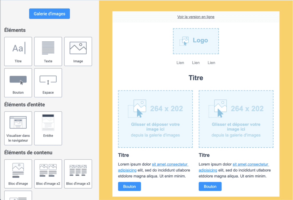 Interface de SendInBlue