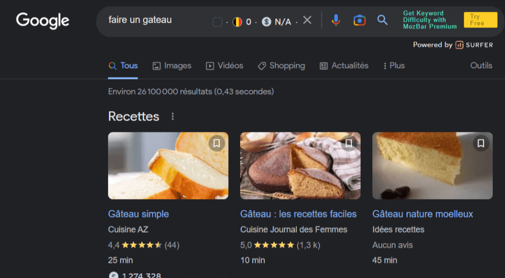 Exemple de résultat enrichi sur Google