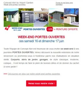 Concept Abri : newsletter sur les portes ouvertes