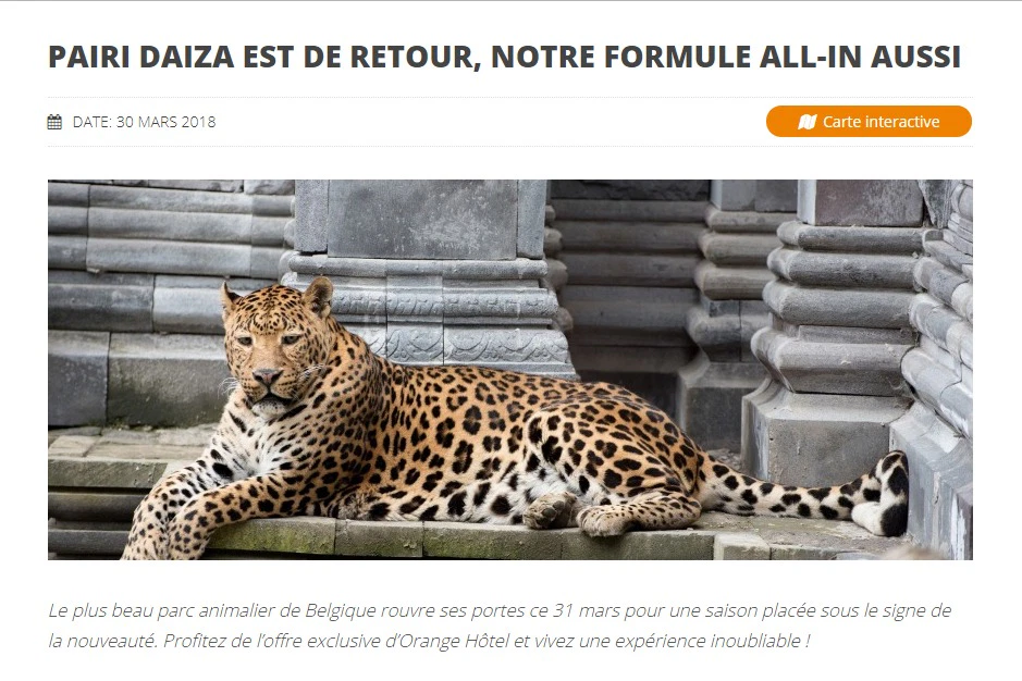 Orange Hotel : article sur Pairi Daiza