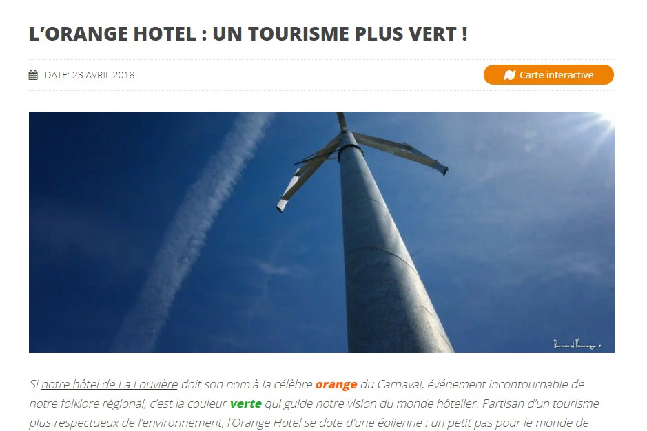 Orange Hotel : article tourisme vert