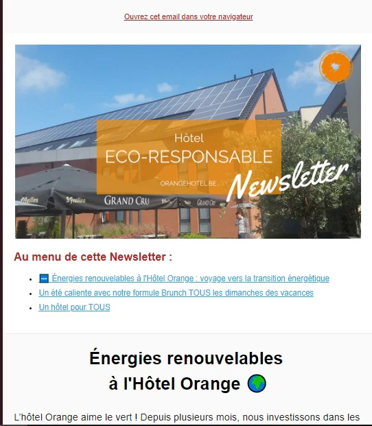 Orange Hotel : newsletter hôtel éco-responsable