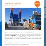 Newsletter de Servimat cocnernant le secteur de la construction