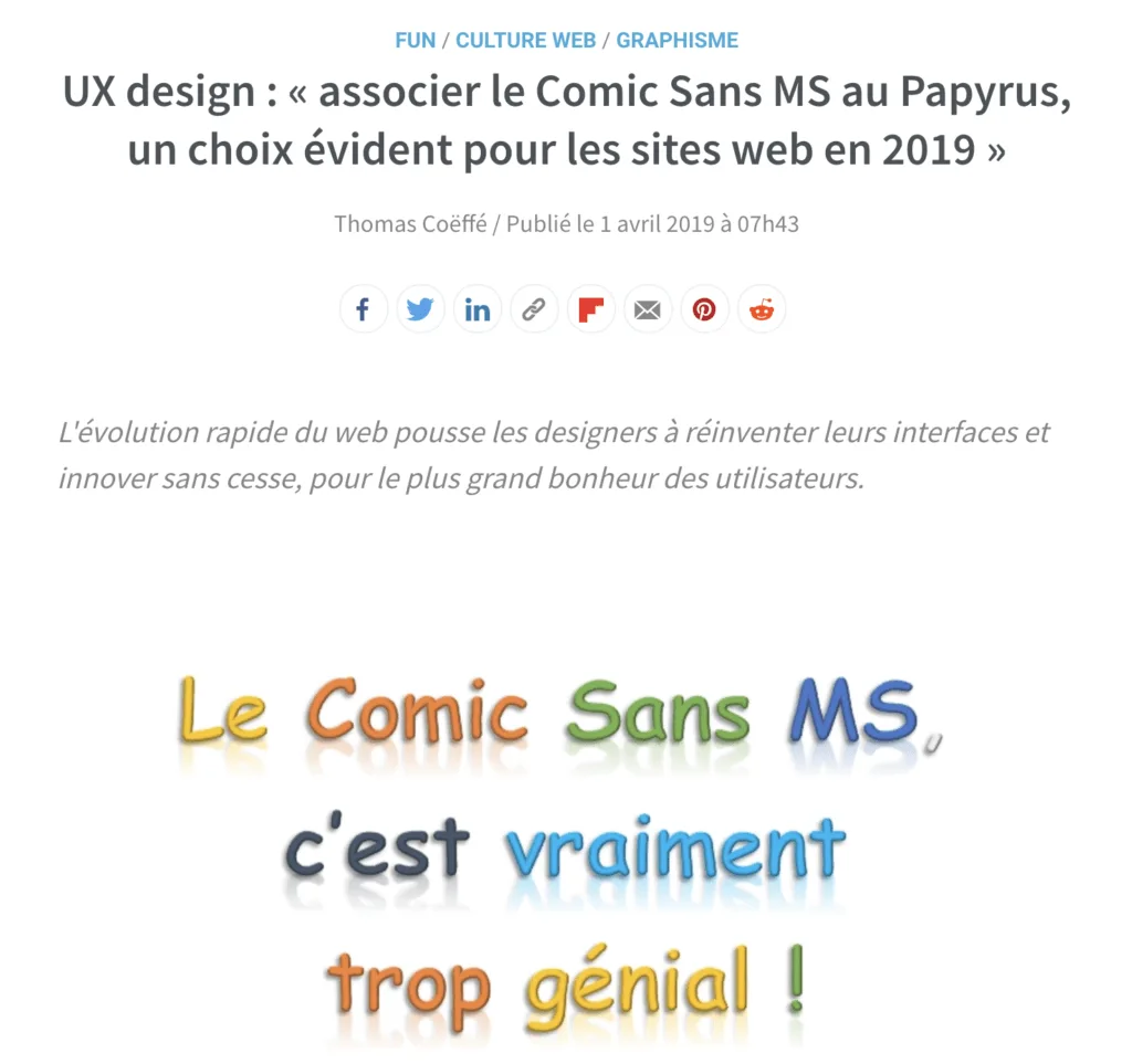 Poisson d'avril - Comic sans MS et Papyrus