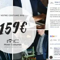 Mister Costumes : post Facebook magasin