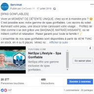 Servimat : publication Facebook sur les spas