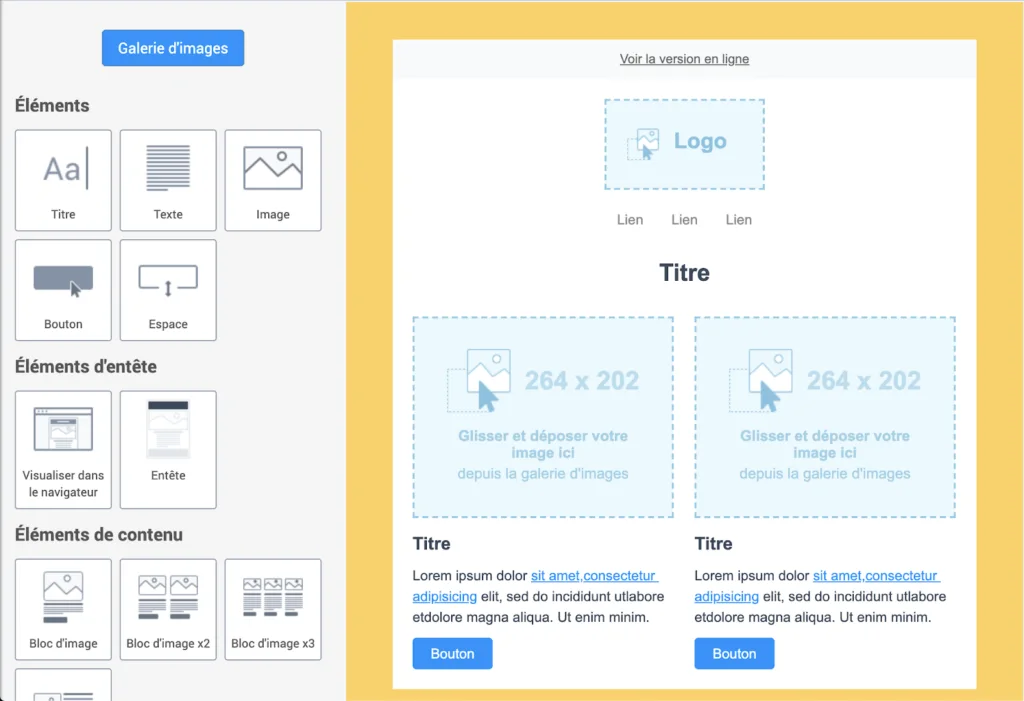 Interface de SendInBlue