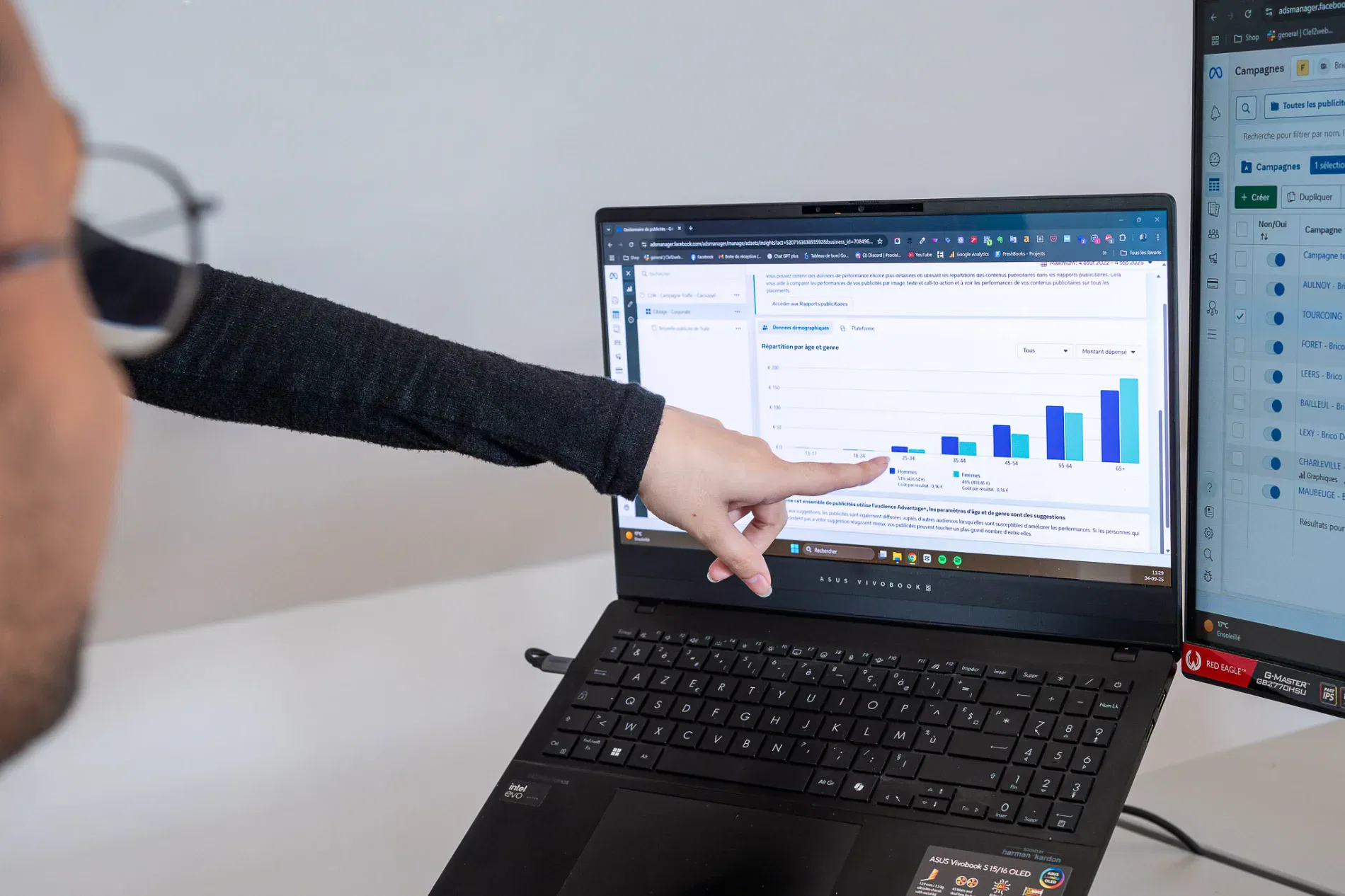 Des experts d'une agence Google Analytics qui analysent des chiffres
