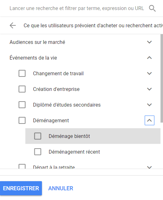 Ciblage événement de vie