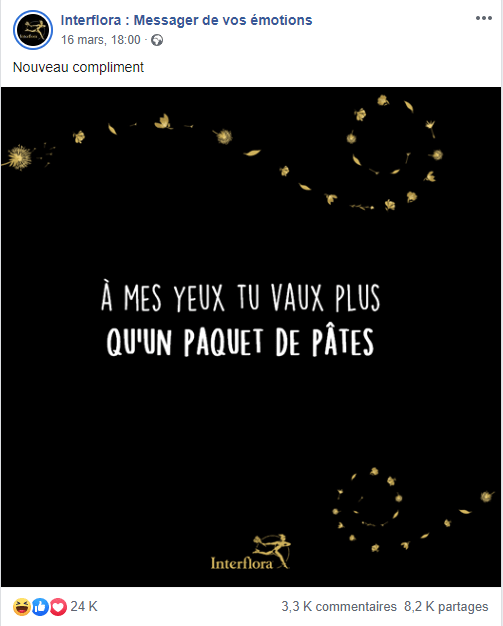 Interflora : publication Facebook