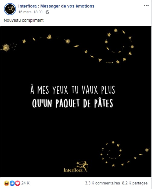 Interflora : publication Facebook